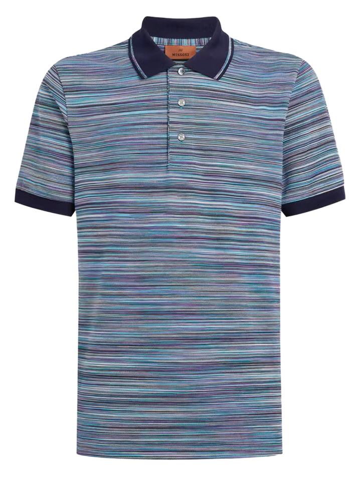 Missoni gestreept slub poloshirt in blauwpaars