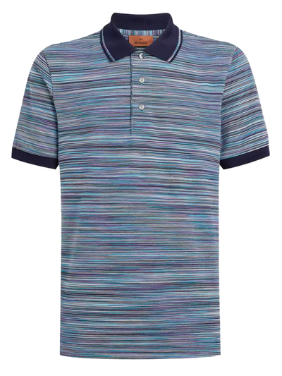 Missoni gestreept slub poloshirt in blauwpaars