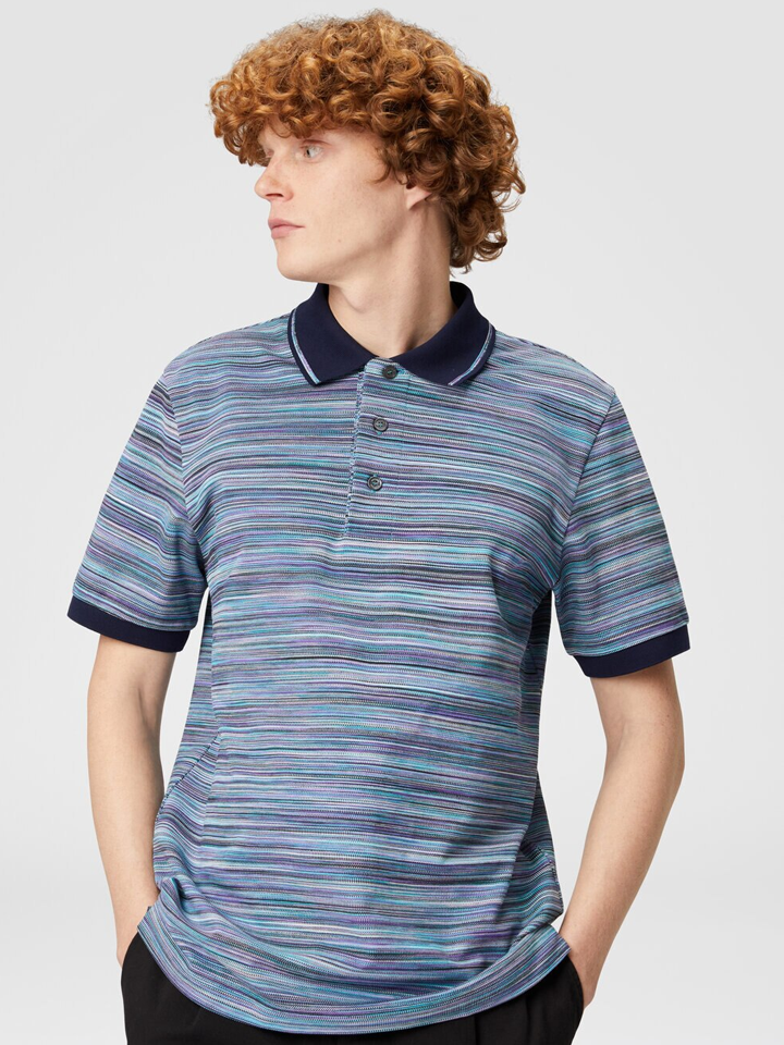 Missoni gestreept slub poloshirt in blauwpaars
