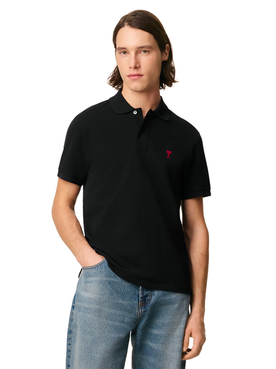 AMI Paris 'Ami de Coeur' poloshirt in zwart