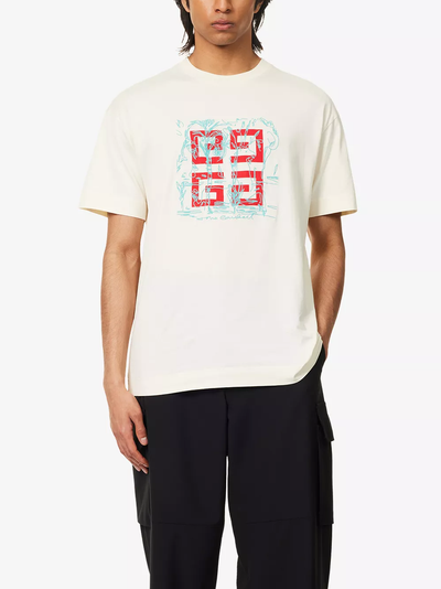 Givenchy geborduurd 4G-logoprint T-shirt in gebroken wit