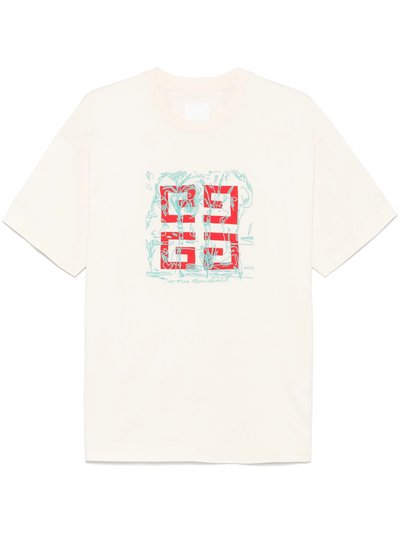 Givenchy geborduurd 4G-logoprint T-shirt in gebroken wit