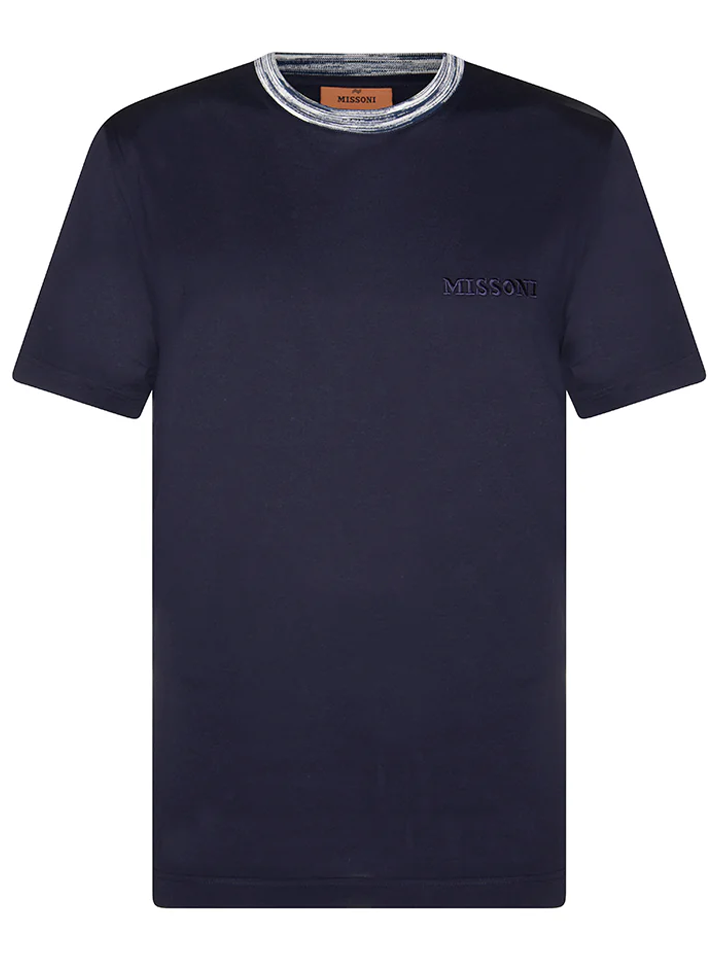 Missoni geborduurd logo T-shirt in marineblauw