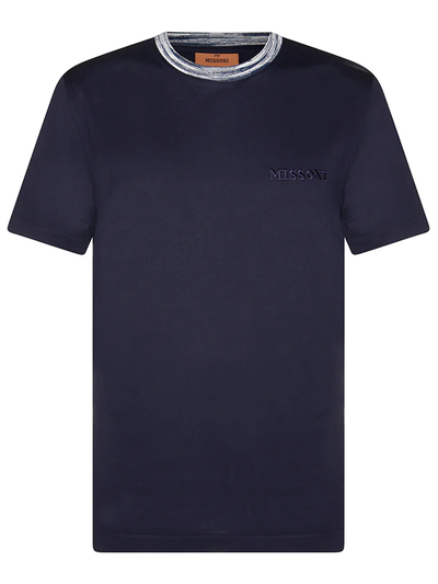 Missoni geborduurd logo T-shirt in marineblauw