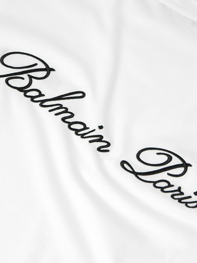 Balmain-logo geborduurd losvallend T-shirt in wit