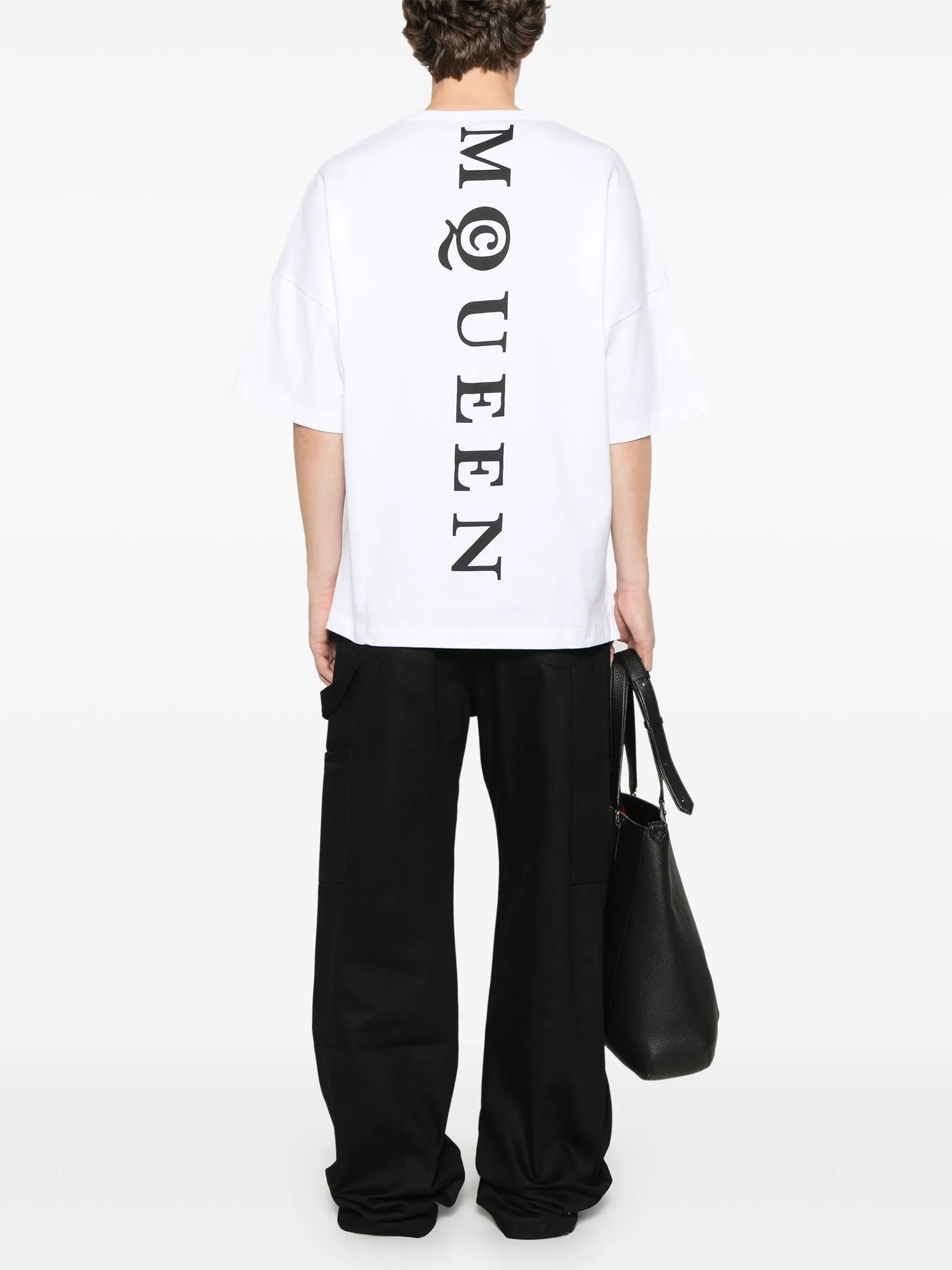 Alexander McQueen verticaal ruglogo oversized T-shirt in wit