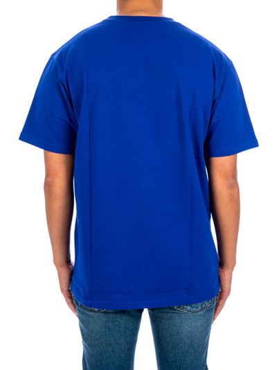 Gucci verticaal logo bedrukt T-shirt in blauw