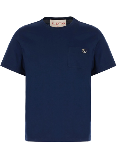 Valentino Plaque Logo T-shirt in Blauw