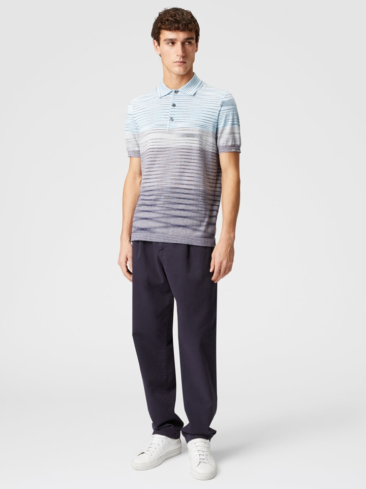 Missoni Slub Pattern Polo in lichtblauw en paars