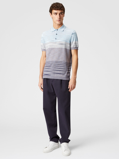 Missoni Slub Pattern Polo in lichtblauw en paars