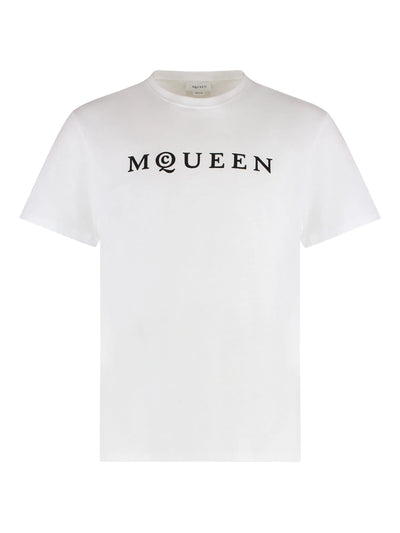 Alexander McQueen Flocked Logo T-shirt in het wit