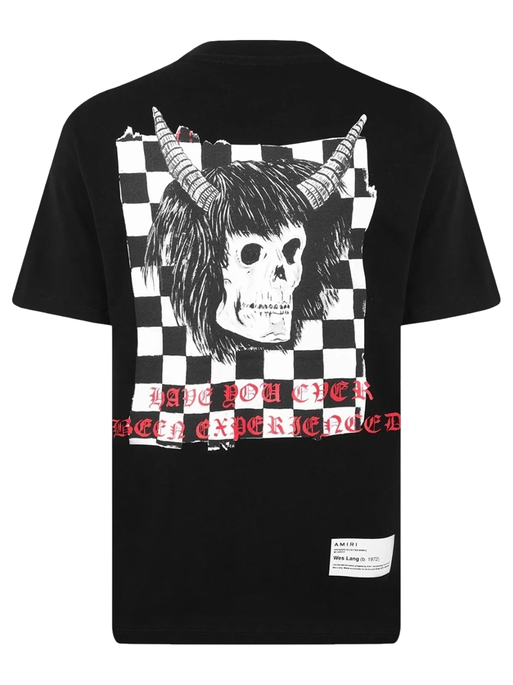 Amiri Wes Lang Checker Skull T-shirt in zwart
