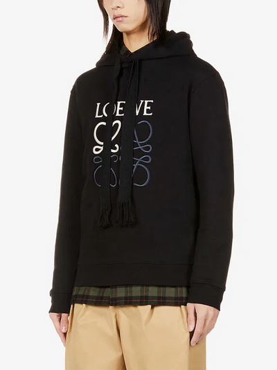 Loewe Anagram geborduurd logo hoodie in zwart