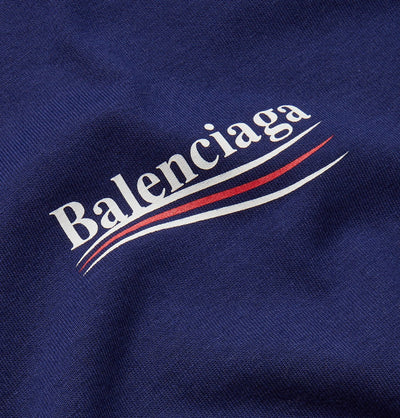 Balenciaga Oversized Logo-Print Katoenen-Jersey T-shirt Blauw