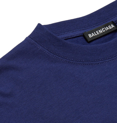 Balenciaga Oversized Logo-Print Katoenen-Jersey T-shirt Blauw