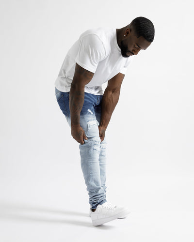 Magiri Cannes Gradient Faded Ripped Jeans in Blauw