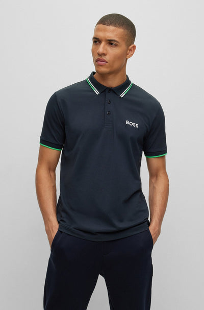 Hugo Boss poloshirt van katoenmix in marineblauw