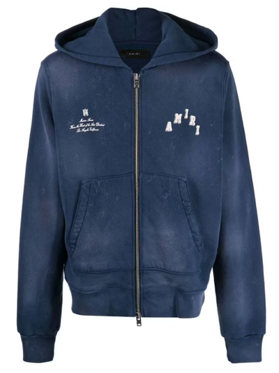 Amiri Vintage Collegiate Zip Hoodie in Blauw