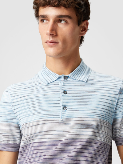 Missoni Slub Pattern Polo in lichtblauw en paars