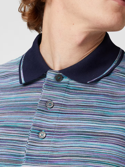 Missoni gestreept slub poloshirt in blauwpaars