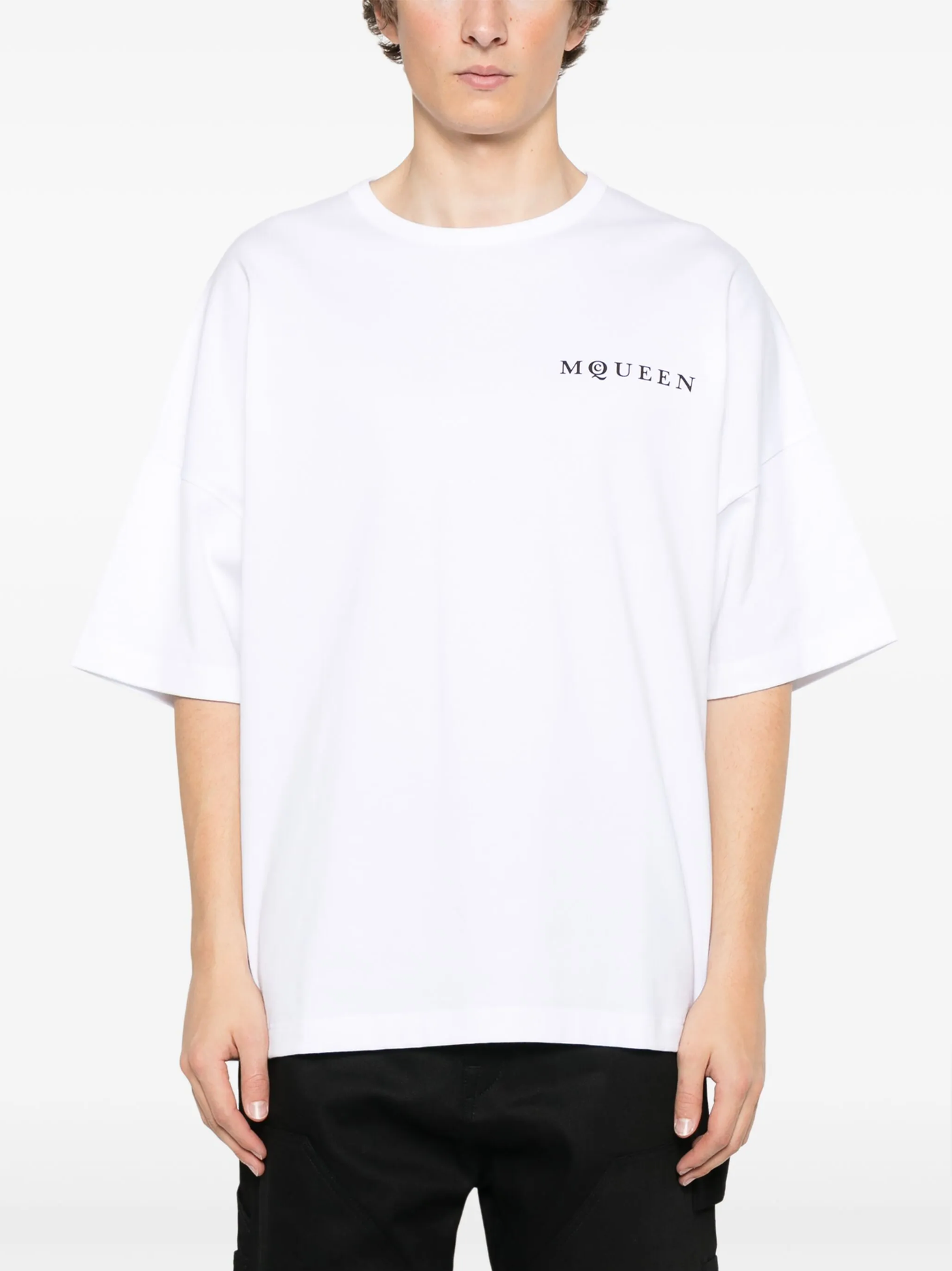 Alexander McQueen verticaal ruglogo oversized T-shirt in wit
