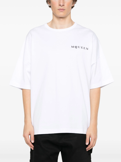 Alexander McQueen verticaal ruglogo oversized T-shirt in wit