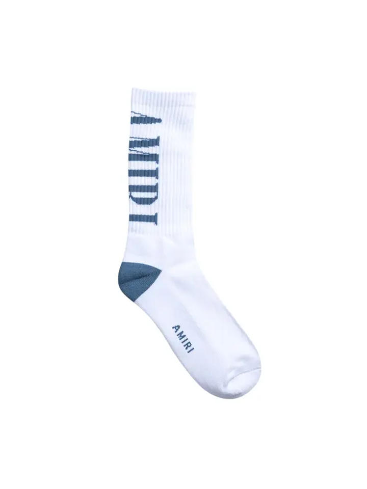 Amiri Vertical Logo Sokken in Wit/Dusty Blue