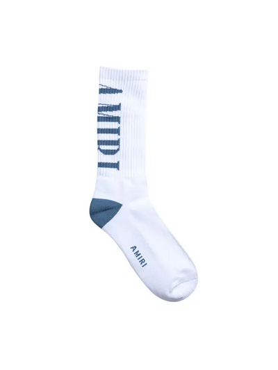 Amiri Vertical Logo Sokken in Wit/Dusty Blue
