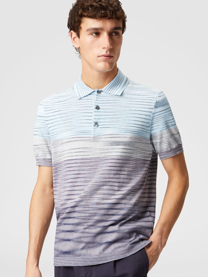 Missoni Slub Pattern Polo in lichtblauw en paars