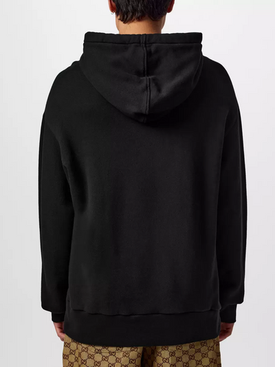 Gucci Interlocking GG Logo bedrukte hoodie in zwart