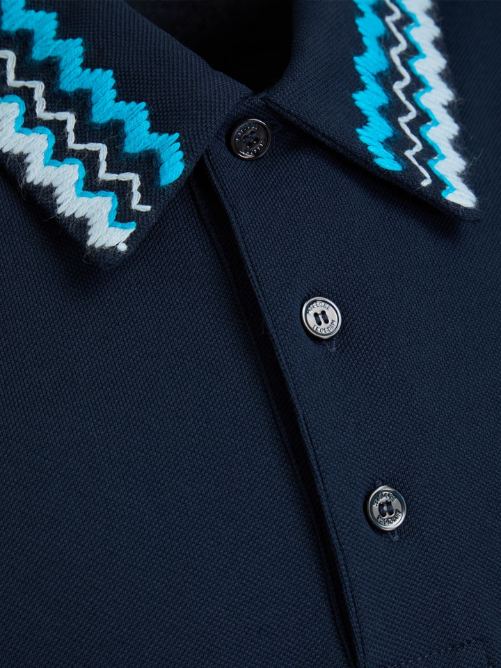 Missoni Zig Zag Collar Poloshirt in Marineblauw