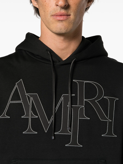 Amiri Staggered Logo Hoodie in Zwart