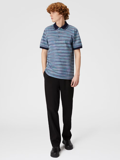 Missoni gestreept slub poloshirt in blauwpaars