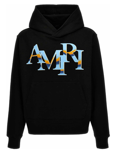 Amiri Staggered Chrome Logo Hoodie in Zwart