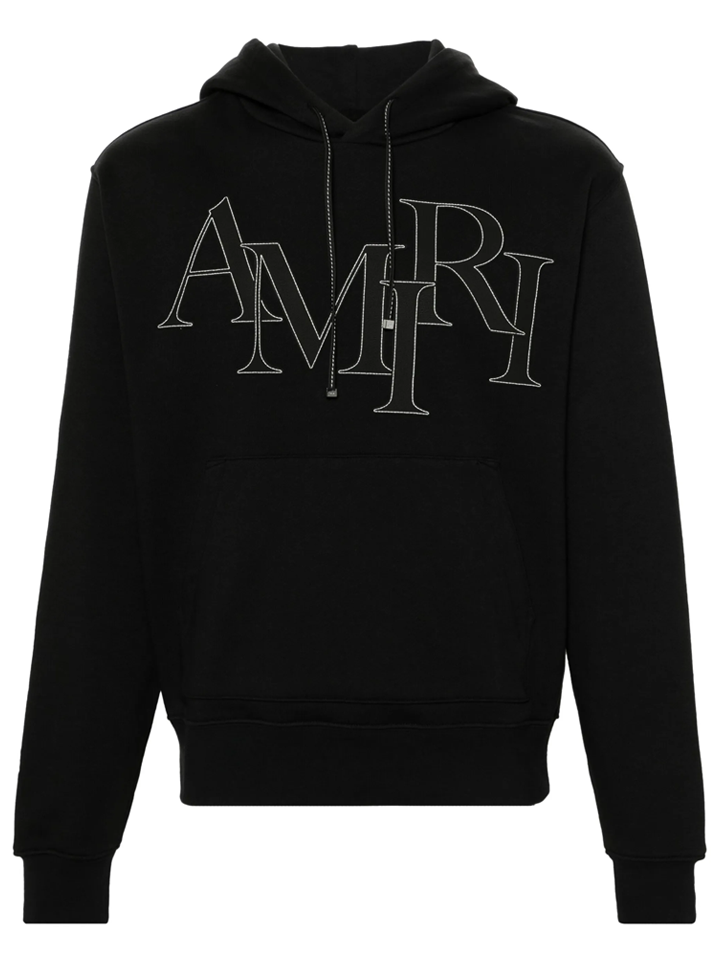 Amiri Staggered Logo Hoodie in Zwart