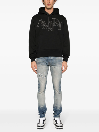 Amiri Staggered Logo Hoodie in Zwart