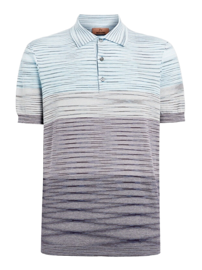 Missoni Slub Pattern Polo in lichtblauw en paars