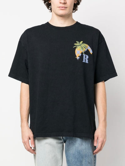Rhude Moonlight Tropics Logo Print T-shirt in Zwart