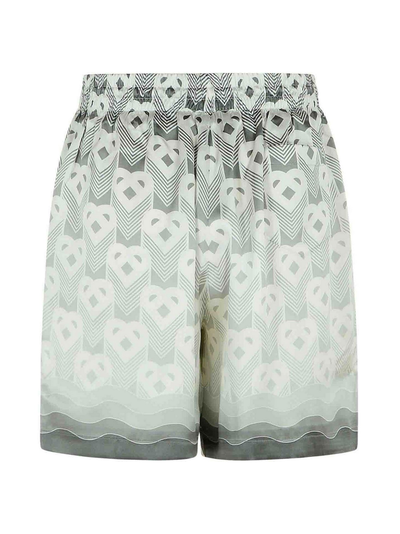 Casablanca Gradient Heart Monogram Silk Shorts in Grey