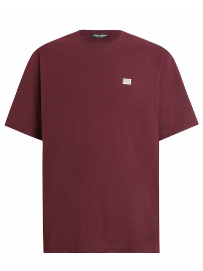 Dolce &amp; Gabbana Plaque Logo T-shirt in bordeauxrood