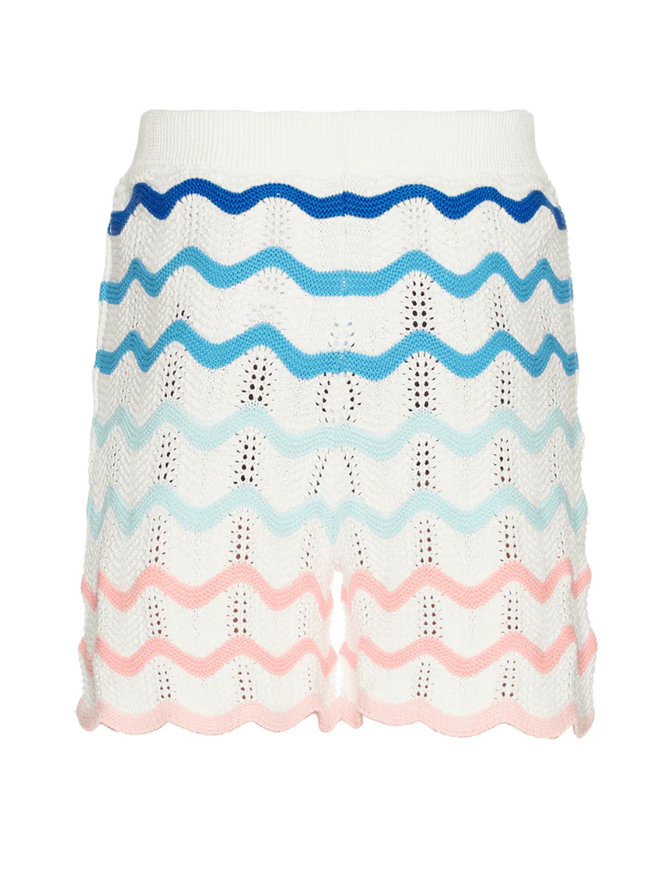 Casablanca Gradient Wave Crochet Shorts in White