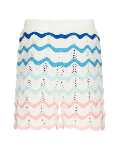 Casablanca Gradient Wave Crochet Shorts in White