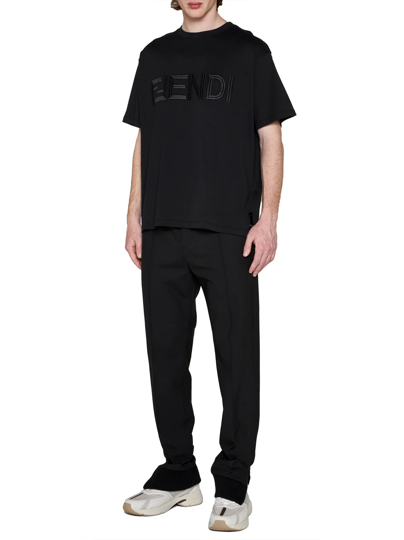 Fendi geborduurd FF Fendi logo T-shirt in zwart