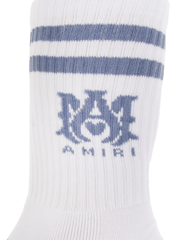 Amiri Stripe Sokken in Wit/Dusty Blue