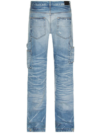 Amiri Carpenter Style Straight Leg Fadede Indigo Blue Jeans