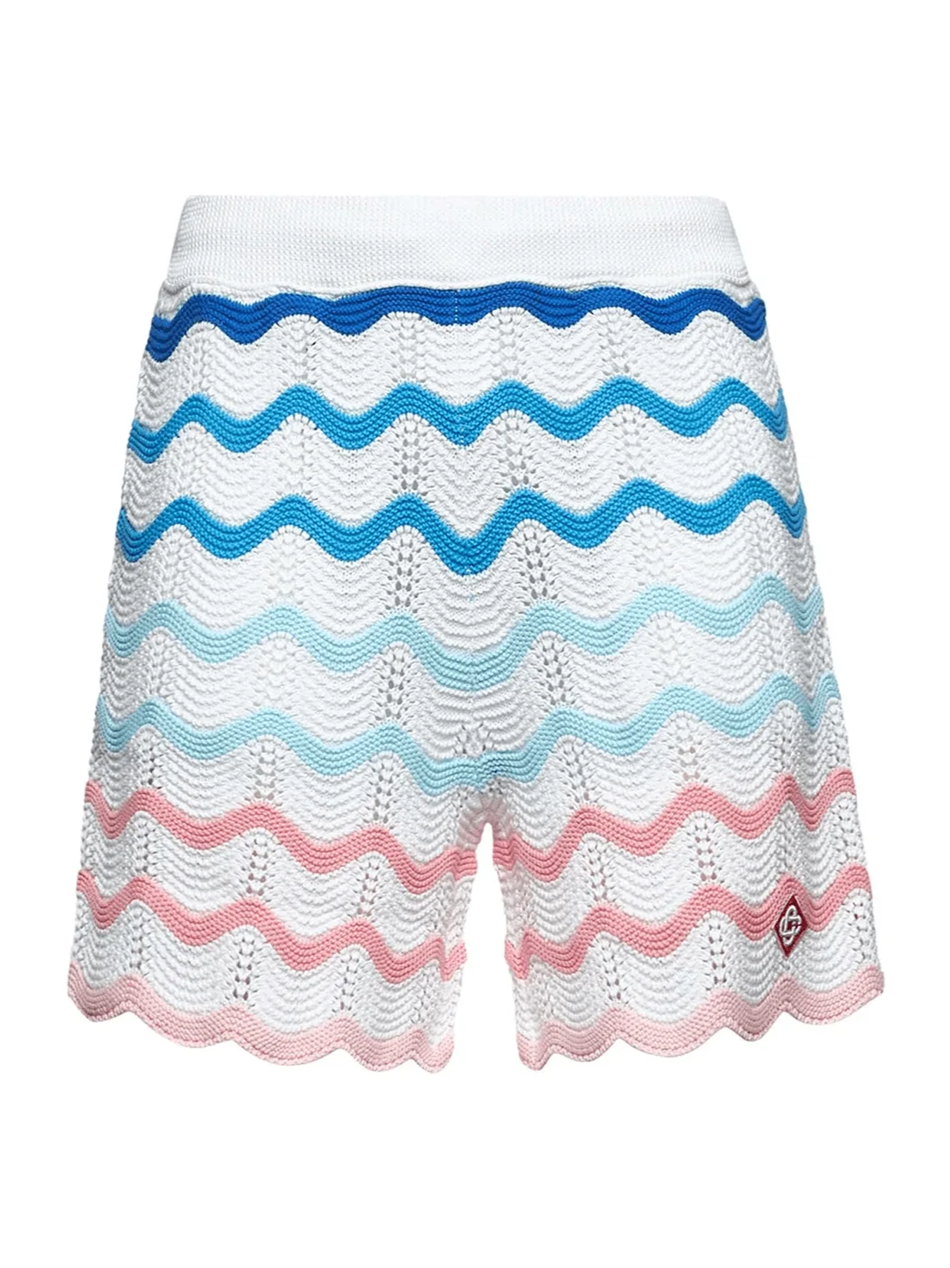 Casablanca Gradient Wave Crochet Shorts in White
