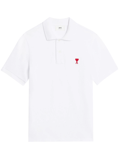 AMI Paris 'Ami De Coeur' poloshirt in wit