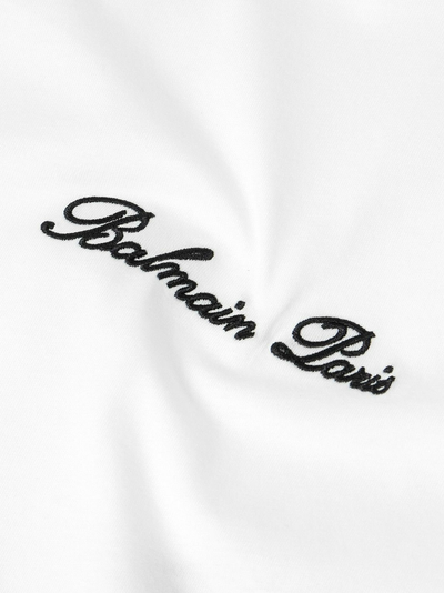Balmain-logo geborduurd losvallend T-shirt in wit