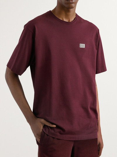 Dolce &amp; Gabbana Plaque Logo T-shirt in bordeauxrood