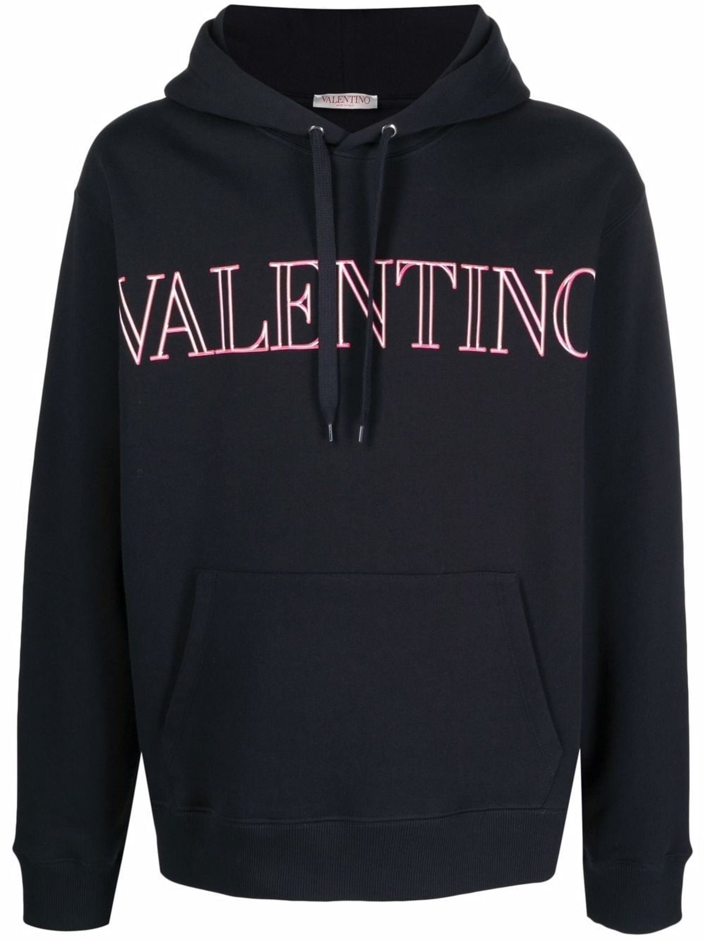 Valentino Neon Universe roze omtrek bedrukt logo hoodie in zwart